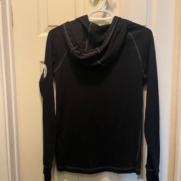Bench Womens XS Black Long Sleeve Hooded Thin Shirt - Picture 4 of 4